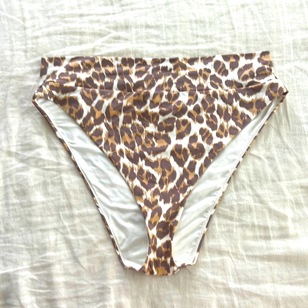 Aerie leopard high cut cheeky swim bottoms NWT